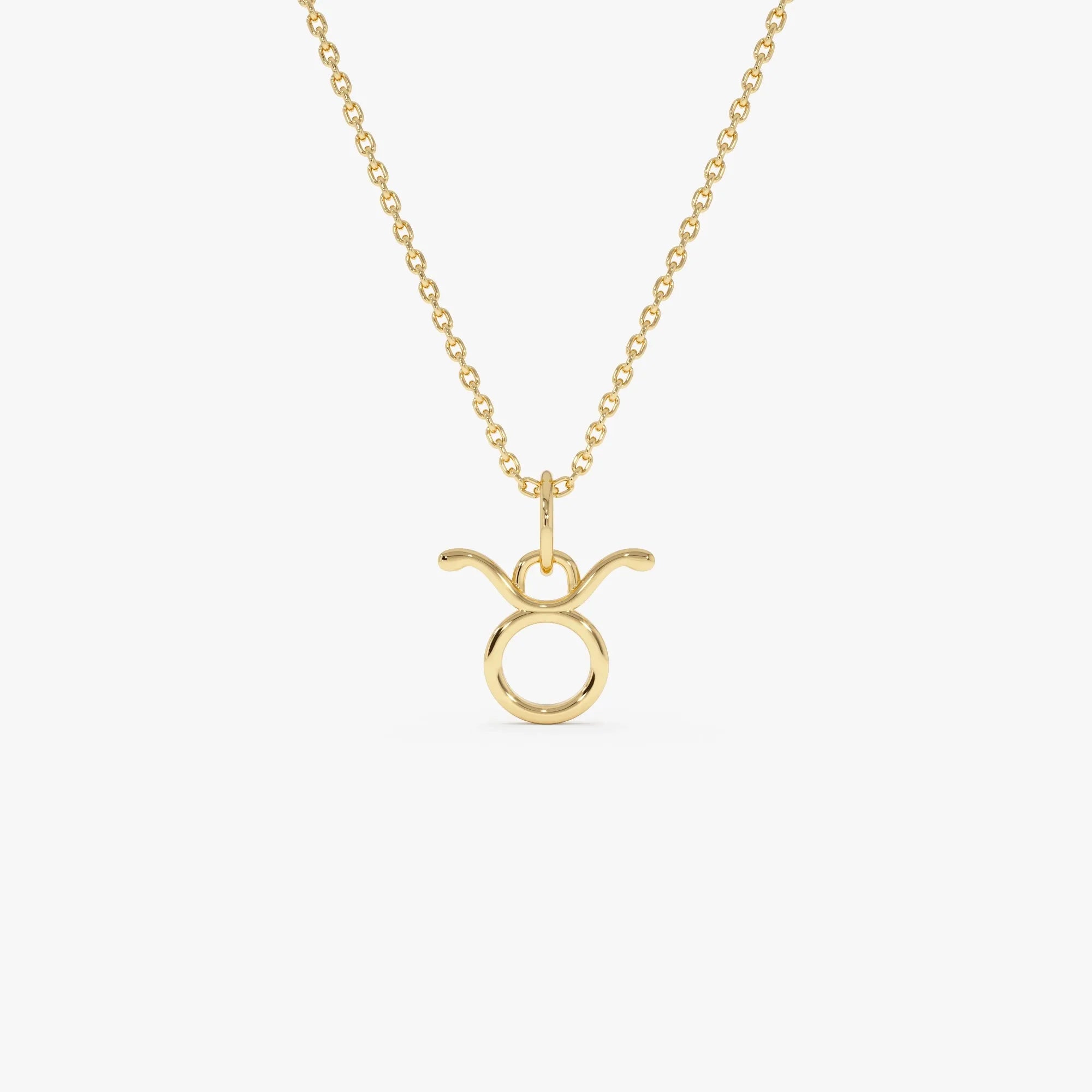 14k Solid Gold Taurus Zodiac Charm Pendant Necklace