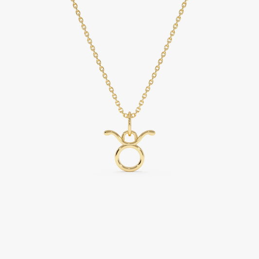 14k Solid Gold Taurus Zodiac Charm Pendant Necklace