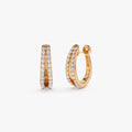 14k Gold Diamond Round Cut Double Hoop Earrings Micro-Pave 0.50 ctw