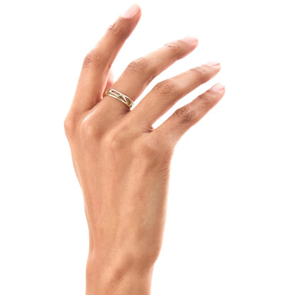 14k Gold Sculptural Statement Ring 5mm Wide Modern Band