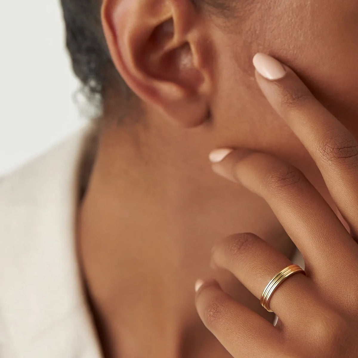 14k Solid Gold Multi Lined Wedding Band Ring