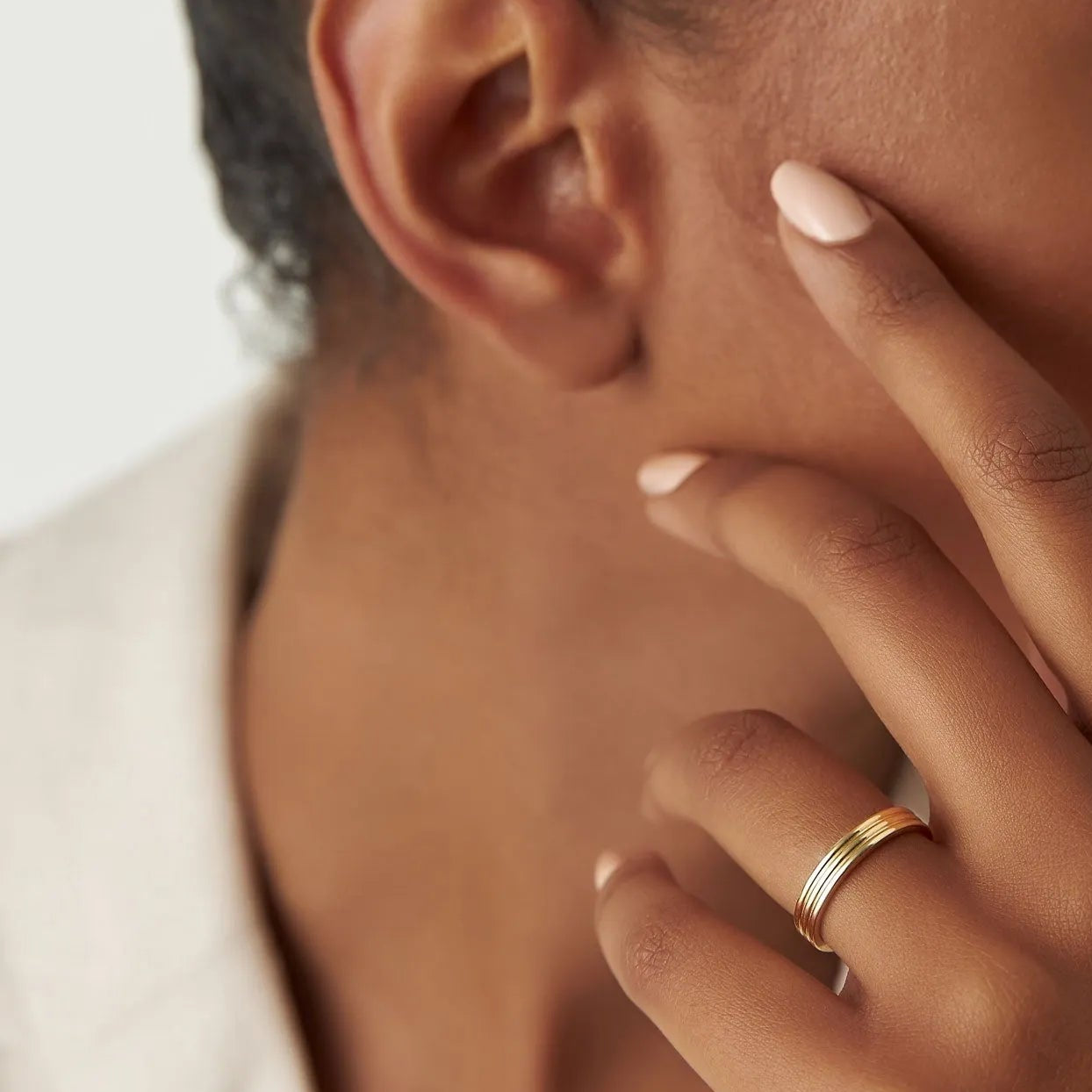 14k Solid Gold Multi Lined Wedding Band Ring