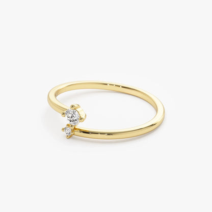 14k Gold Diamond Round Cut Duo Two-Stone Ring 0.10 ctw