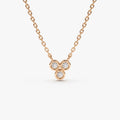 14K Solid Gold Round Diamond Trio Necklace Bezel Set 0.09ctw