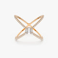 14k Gold 0.34 ctw Baguette and Round Diamond Illusion Setting Statement Ring