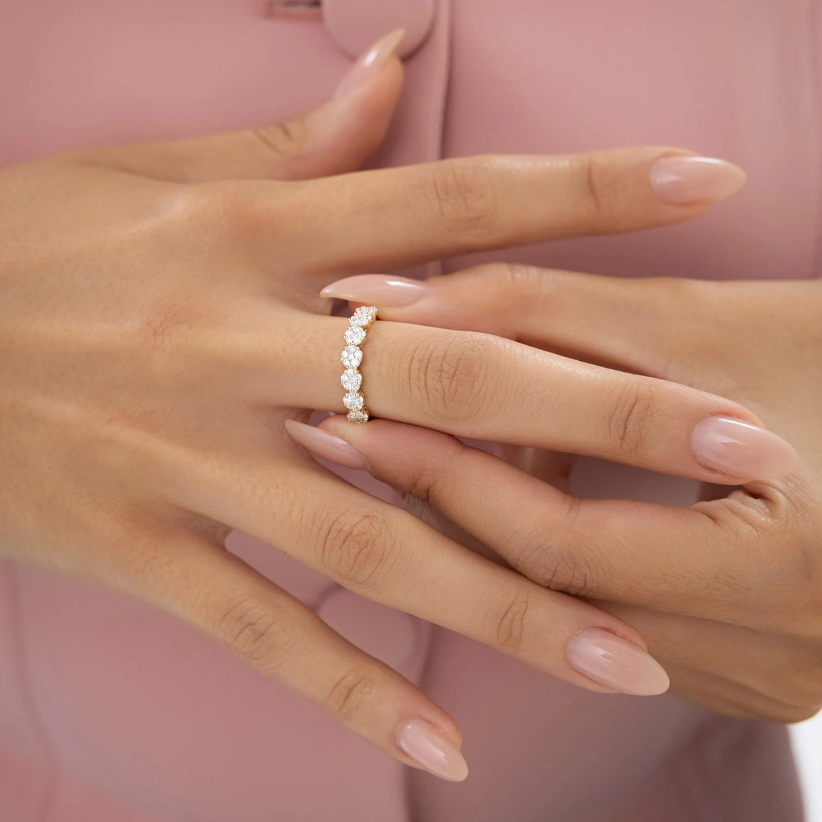 14K Solid Gold Round Diamond 0.50 Carat Illusion Setting Wedding Ring
