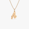 14k Solid Gold 3D Layered Script Font Initial Pendant Necklace