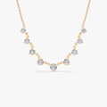 14K Solid Gold Round Diamond Graduating Necklace Prong Setting 1.05ctw