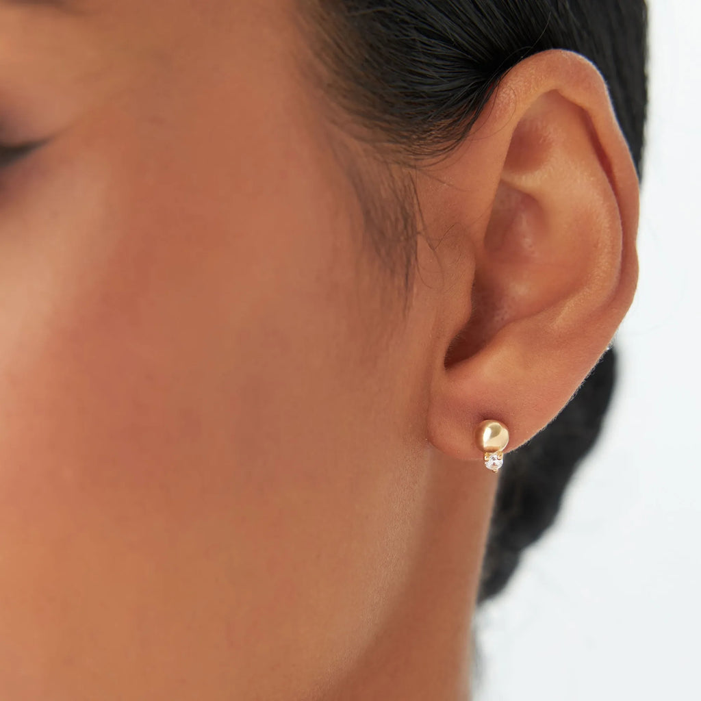14k Gold Diamond Round Cut Ball Stud Earrings 0.17 ctw