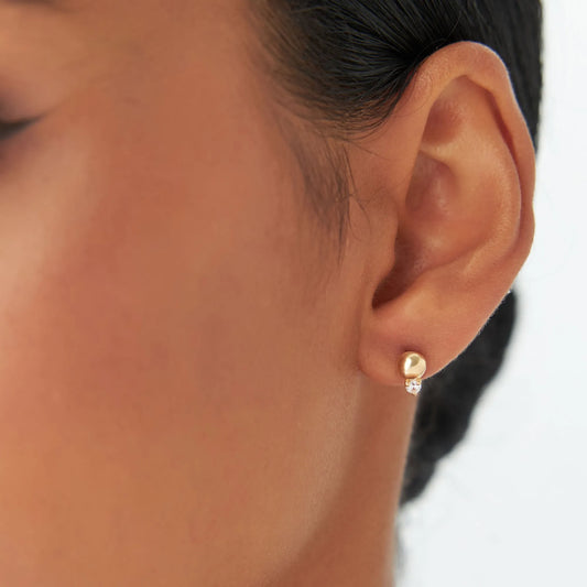 14k Gold Diamond Round Cut Ball Stud Earrings 0.17 ctw