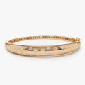 14K Solid Gold 1.20 CTW Round Diamond Dome Floating Bangle