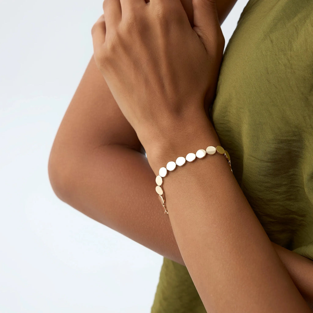 14K Gold 6.5mm Wide Round Link Chain Bracelet