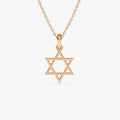 14k Solid Gold Star of David Pendant Necklace