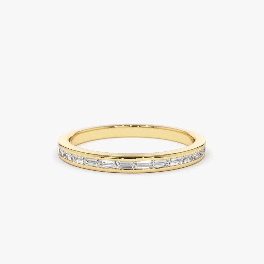 14k Solid Gold Diamond Baguette Cut Channel Set Wedding Band 0.28 ctw