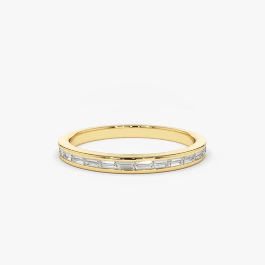 14k Solid Gold Diamond Baguette Cut Channel Set Wedding Band 0.28 ctw