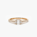 14k Gold 0.33 CTW Baguette Diamond East to West Illusion Setting Micro Pave Ring