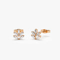14k Gold Diamond Baguette Cut Minimal Stud Earrings 0.28 ctw