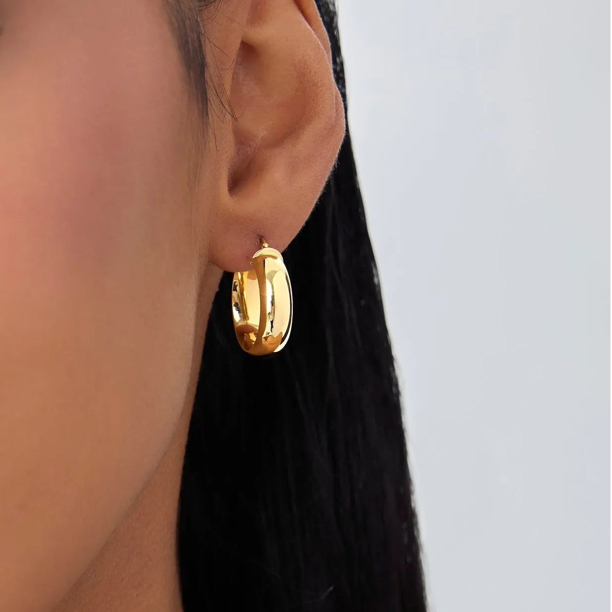 14k Yellow Gold Wide Hoop Earrings 6mm Bold Design 20mm Outer Diameter