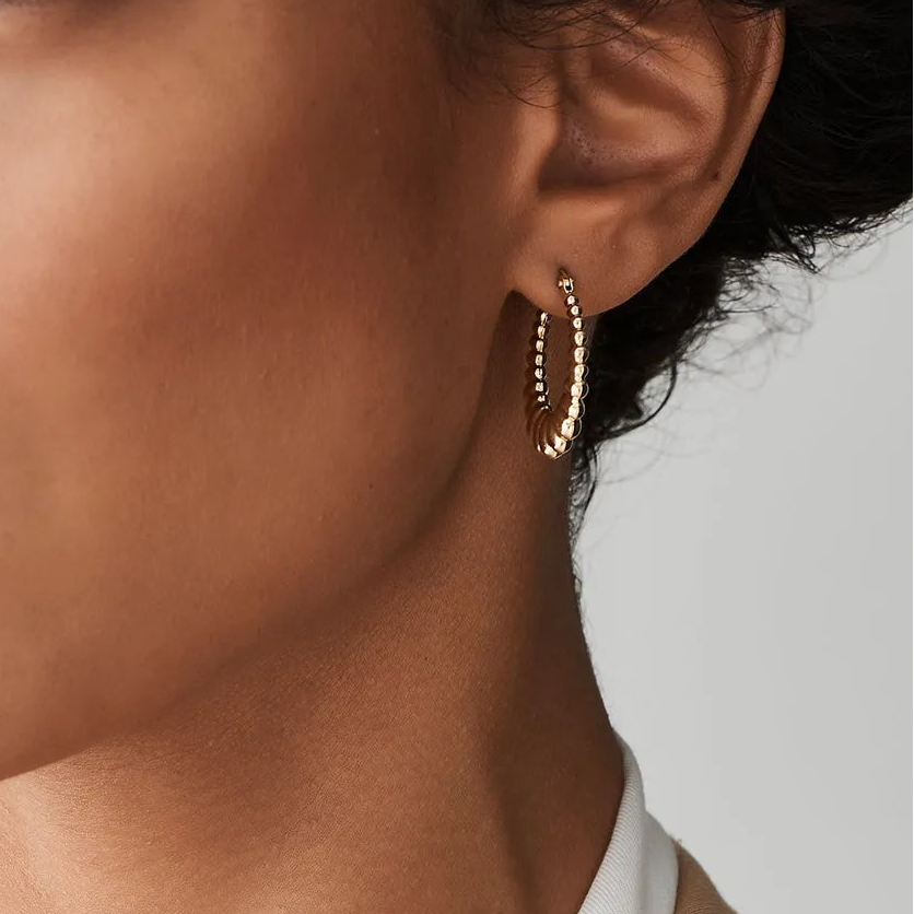14k Solid Gold Bold Twisted Hoop Earrings 24mm Length 22mm Width