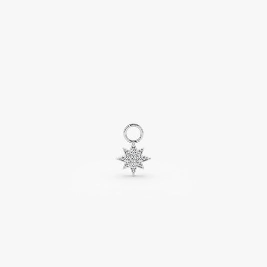 14k Gold Diamond Star Hoop Charm for Earrings 0.03 ctw