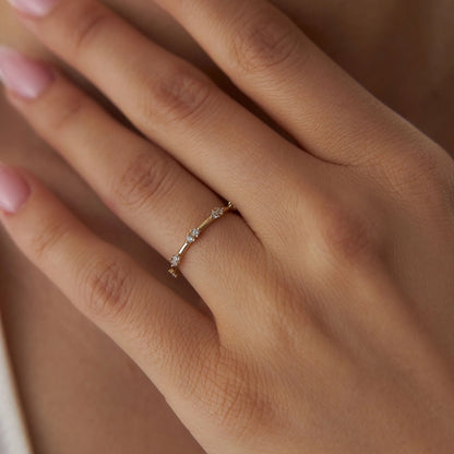 14k Solid Gold Round Diamond Stacking Wedding Band 0.16ctw Prong Setting