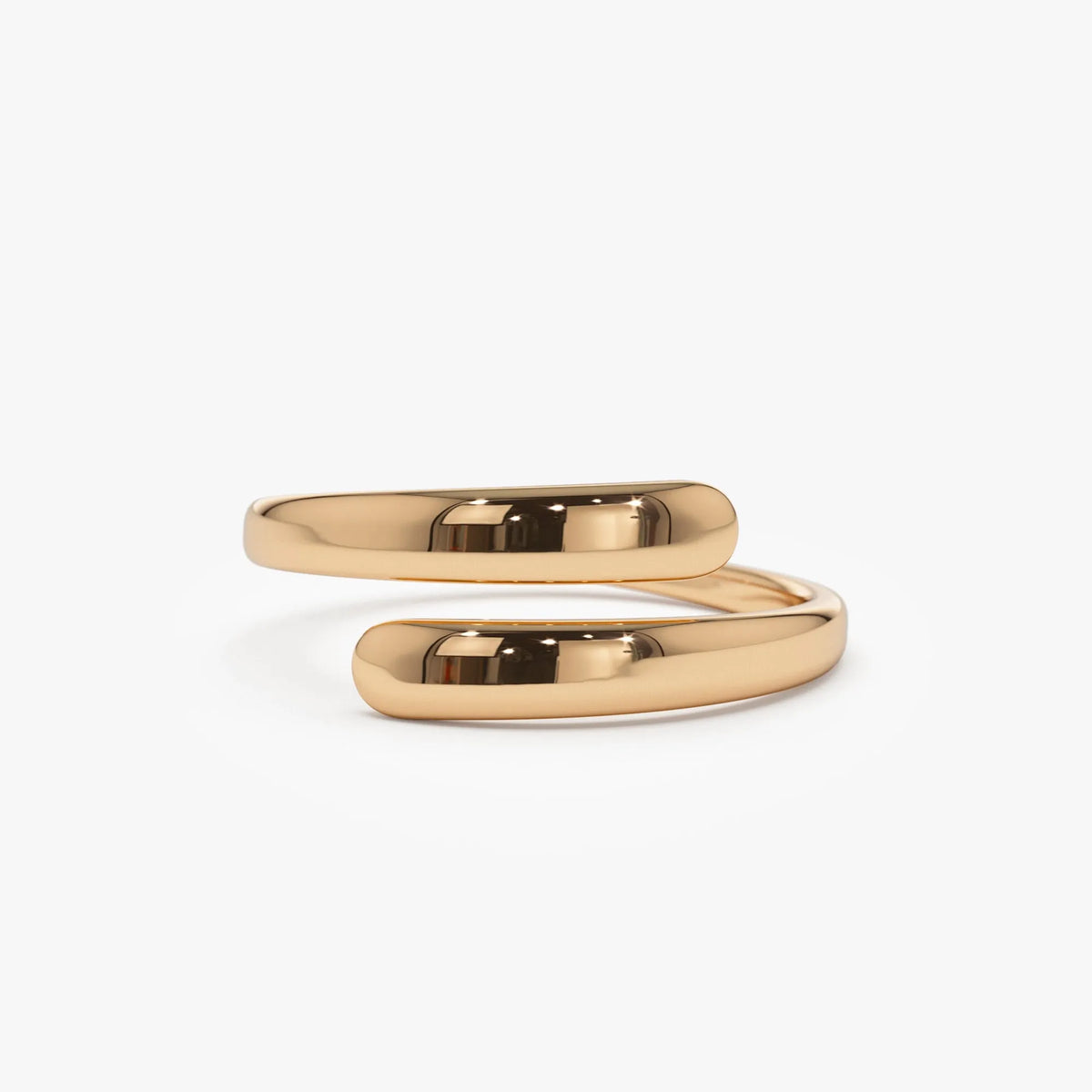 14k Solid Gold Plain Crossover Statement Ring