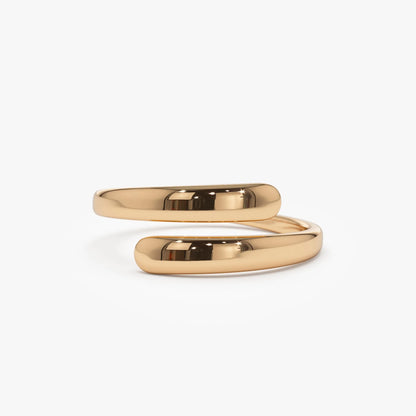 14k Solid Gold Plain Crossover Statement Ring