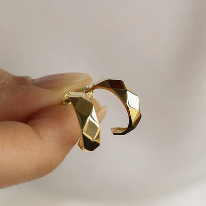 14k Solid Gold Statement Hoop Earrings 3mm Width 12mm Inner Diameter Pair
