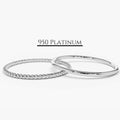 950 Platinum Plain Wedding Band Set Handmade Minimalist