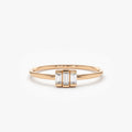 14K Solid Gold Baguette Cut Diamond Trio Channel Set Ring 0.18 CTW