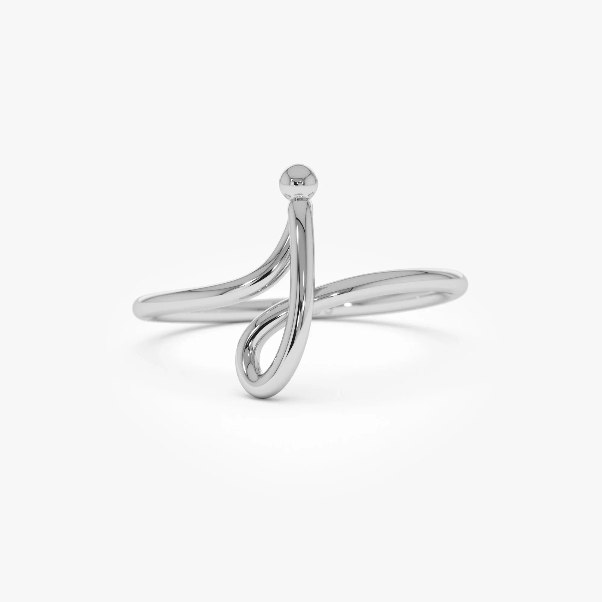 14K Solid Gold Minimalist Wire Letter Ring Personalized Initial Custom Jewelry