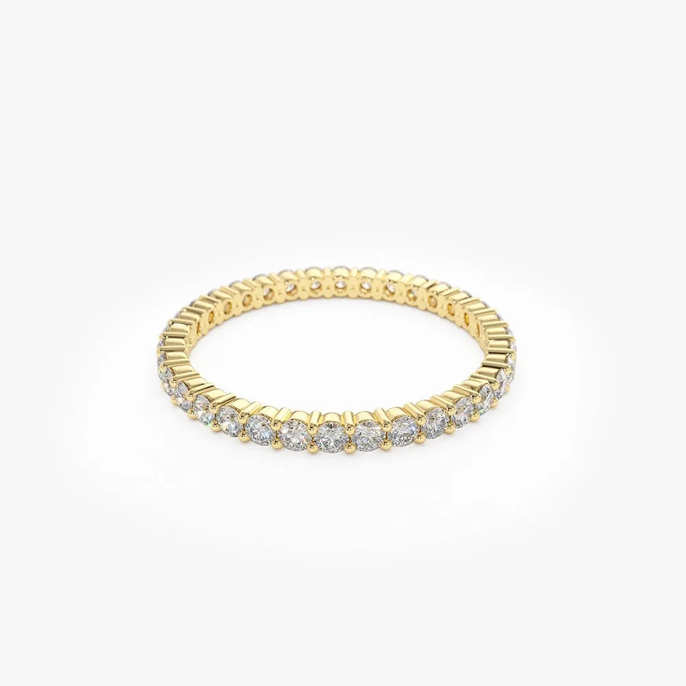 14k Gold 0.95ctw Round Diamond Prong Setting Eternity Ring