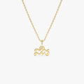 14k Solid Gold Aquarius Zodiac Charm Pendant Necklace