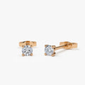 14k Solid Gold Round Diamond Prong Set Stud Earrings 0.12 ctw