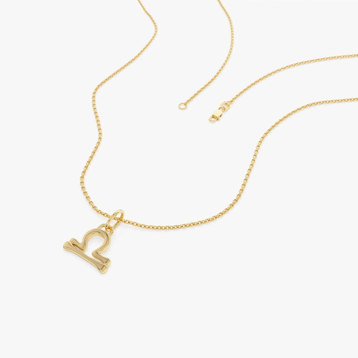 14k Solid Gold Libra Zodiac Charm Pendant Necklace