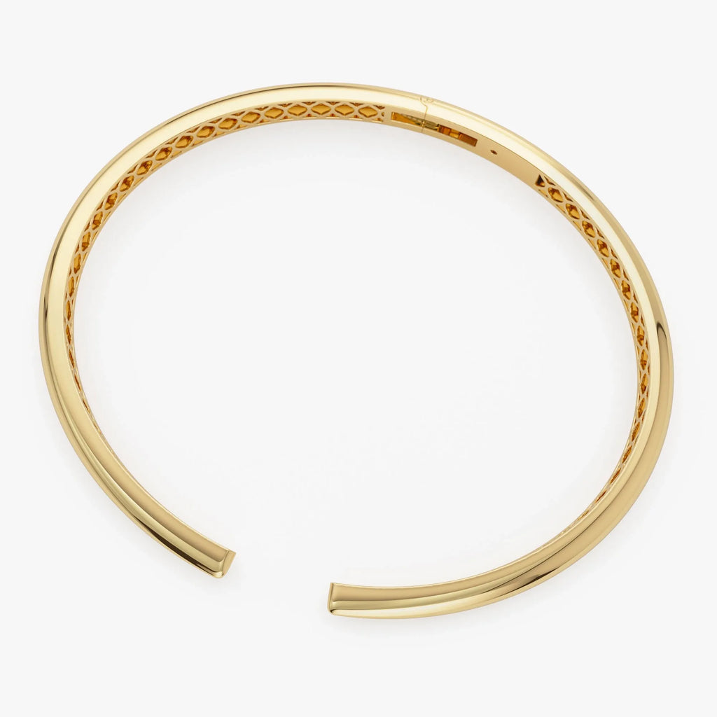 14K Solid Gold Wide Claw Cuff Bangle Bracelet
