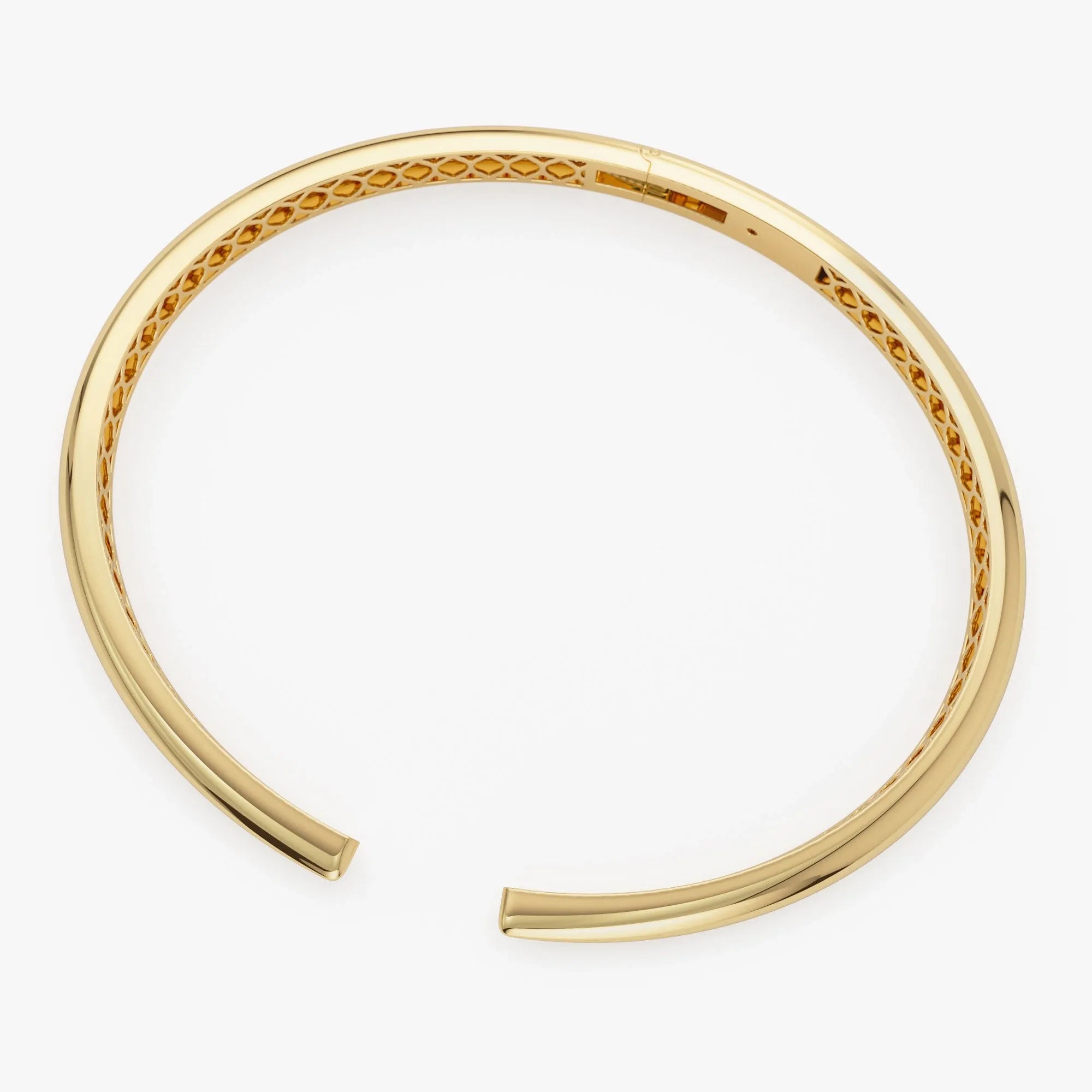 14K Solid Gold Wide Claw Cuff Bangle Bracelet
