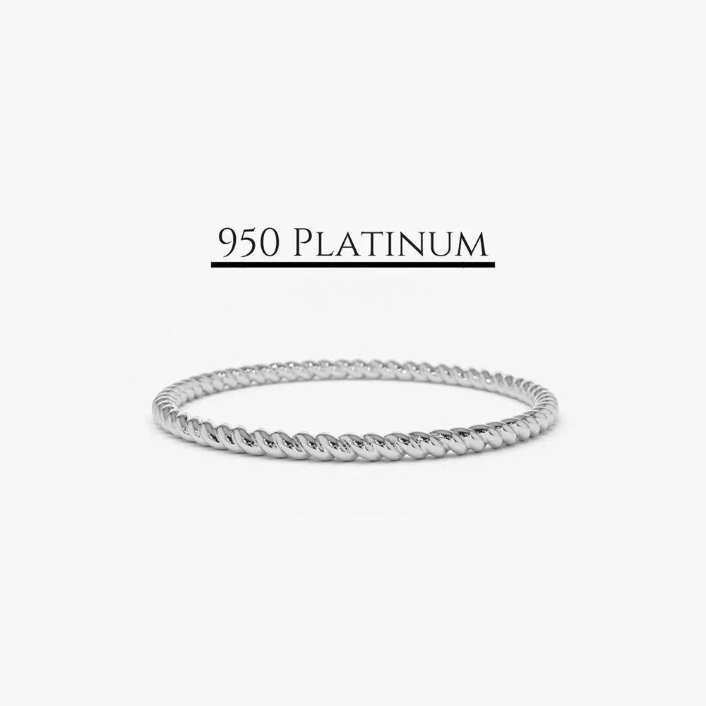 950 Platinum Braided Twist Stackable Wedding Band Ring