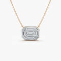 14K Solid Gold Baguette Diamond Step Cut Mosaic Illusion Necklace Invisible Bezel Setting 0.48ctw