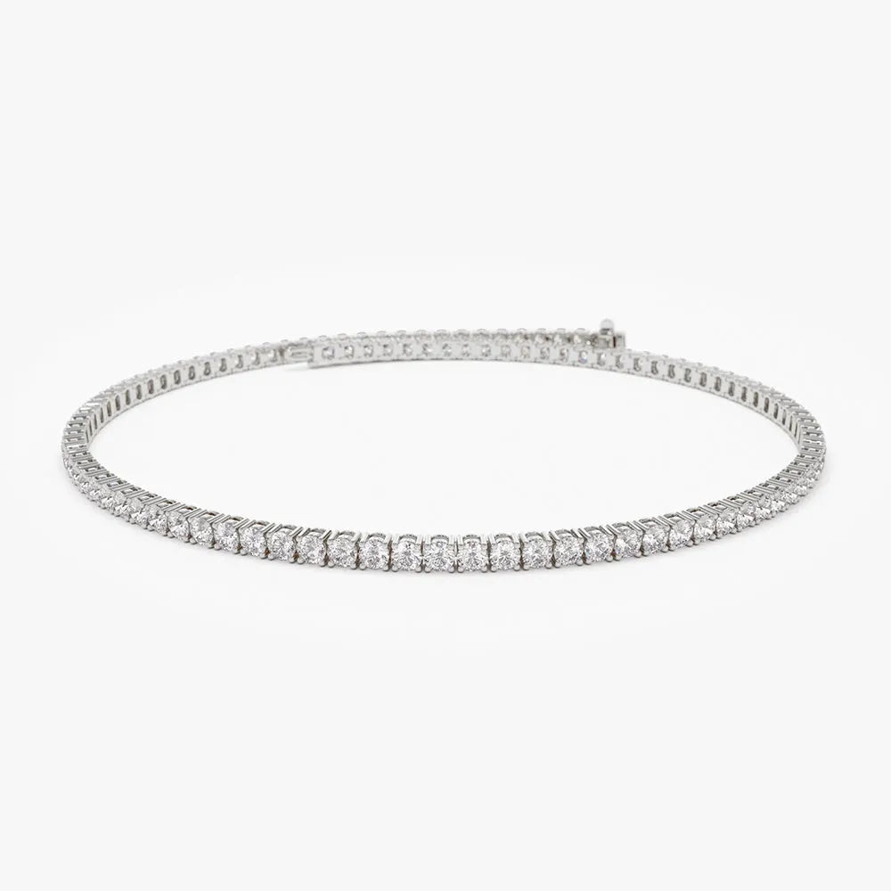 14K Solid Gold Round Diamond Tennis Bracelet 4 Prong Setting 2.20 Carat