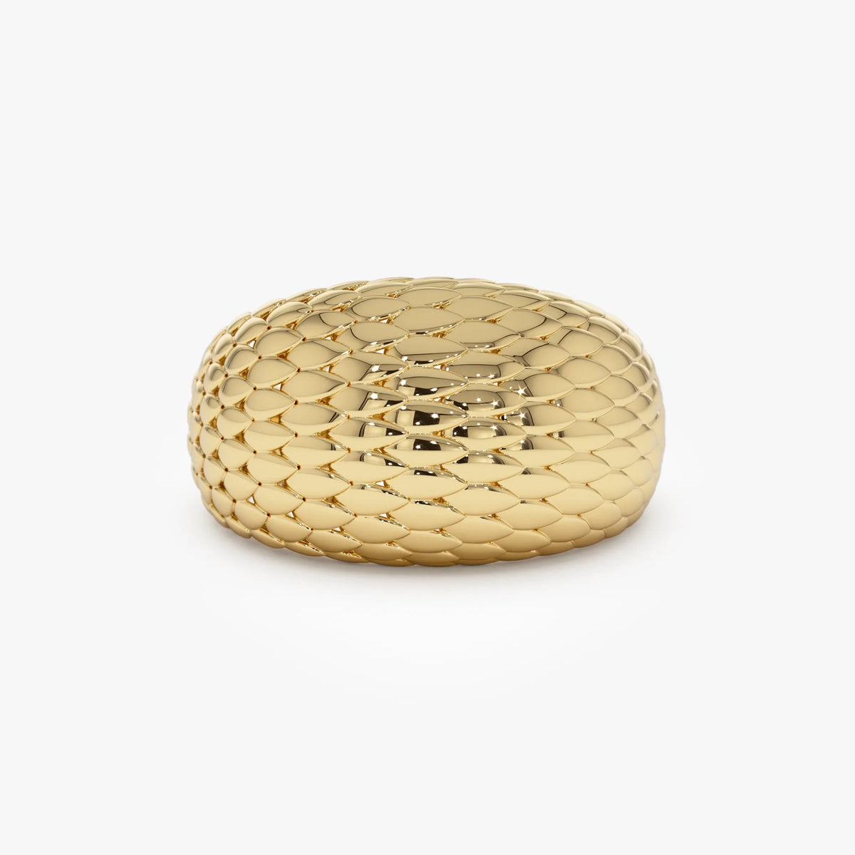 14k Solid Gold Chunky Snake Skin Texture Statement Ring