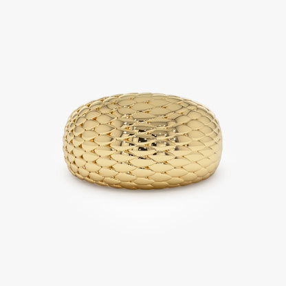 14k Solid Gold Chunky Snake Skin Texture Statement Ring