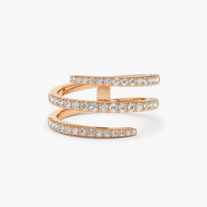 14k Gold 0.58 ctw Round Cut Diamond Spiral Ring