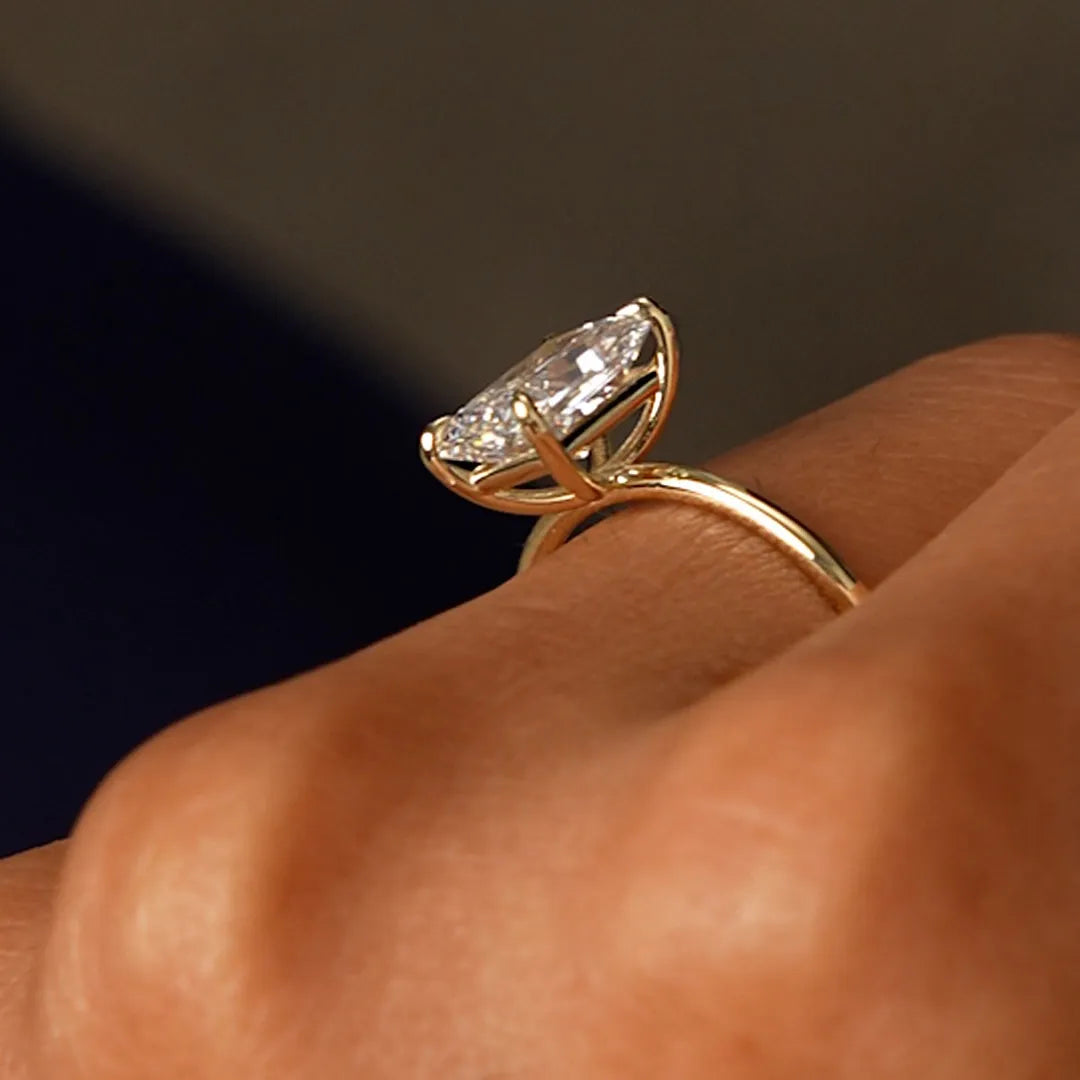 14k Gold Lab Grown Diamond 2.00 Carat Radiant Cut Prong Setting Engagement Ring Corinne