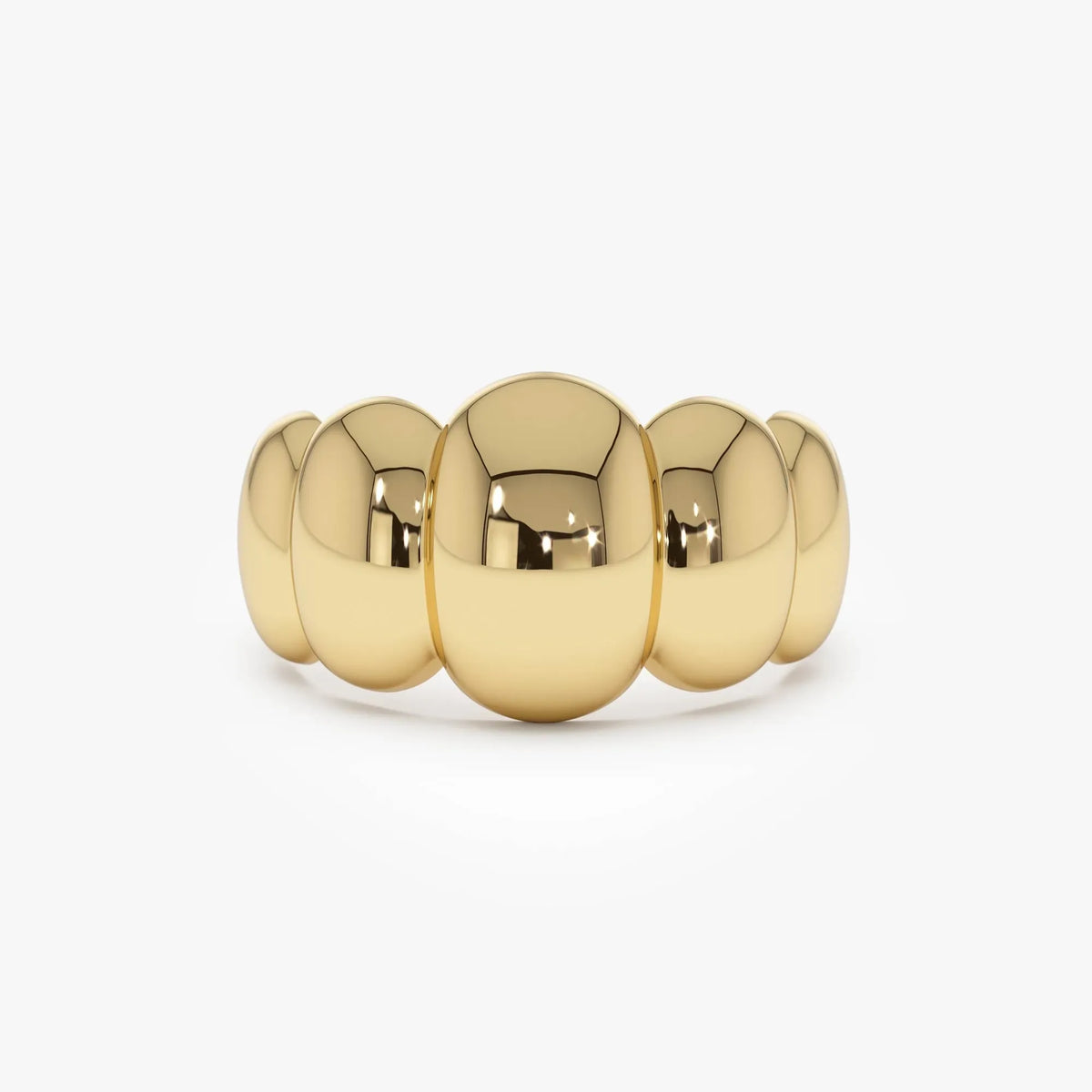 14k Gold Bubble Dome Statement Ring 11mm Wide Band