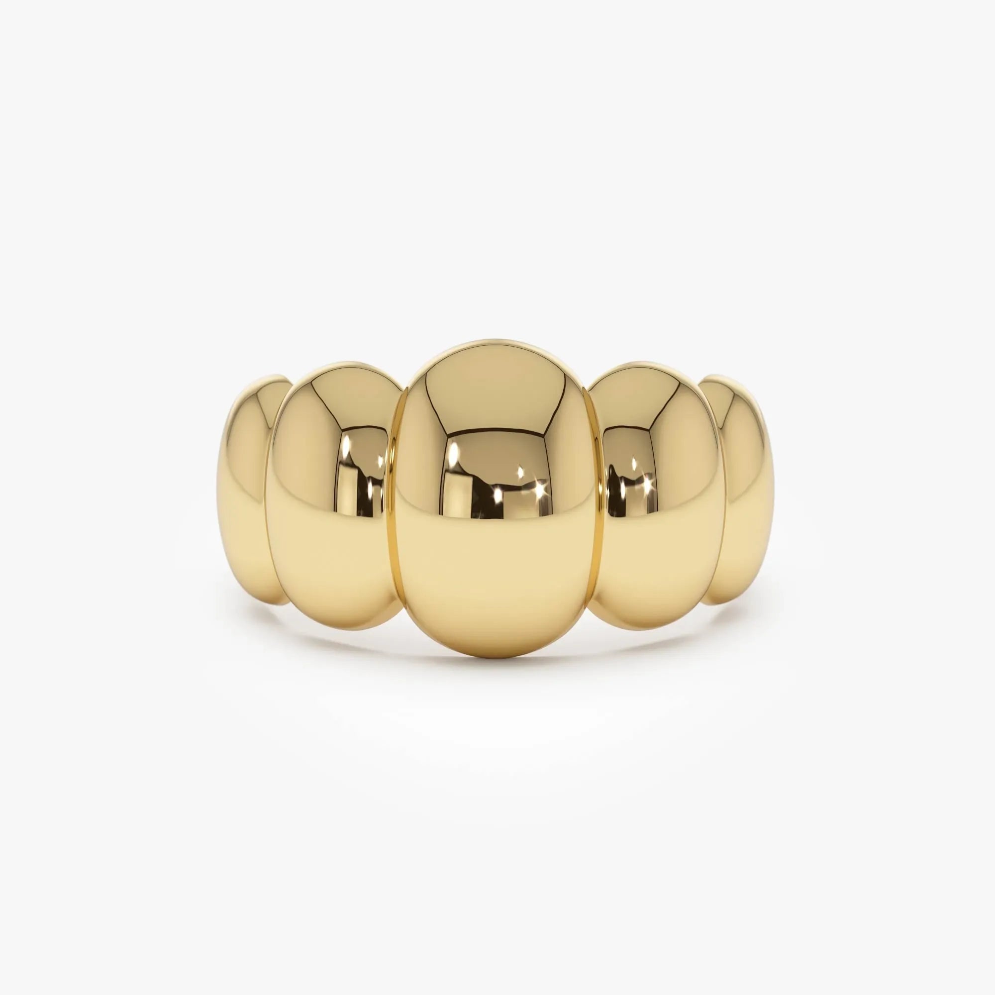 14k Gold Bubble Dome Statement Ring 11mm Wide Band