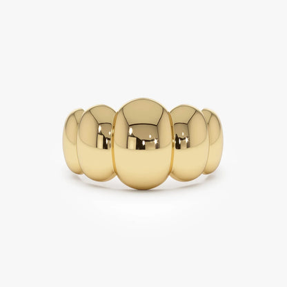 14k Gold Bubble Dome Statement Ring 11mm Wide Band