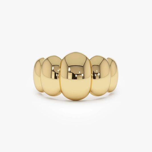 14k Gold Bubble Dome Statement Ring 11mm Wide Band