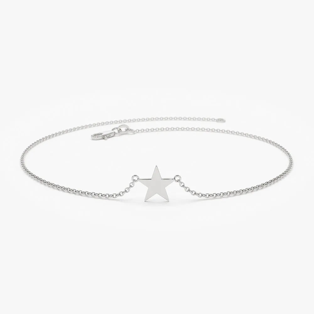 14k Gold Lucky Star Charm Bracelet with Pendant
