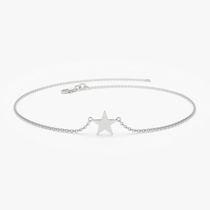 14k Gold Lucky Star Charm Bracelet with Pendant